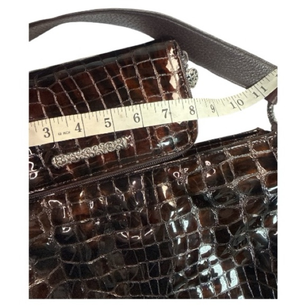 Brighton Crocodile Cher Patent Plum Bag and Wallet - Picture 8 of 10